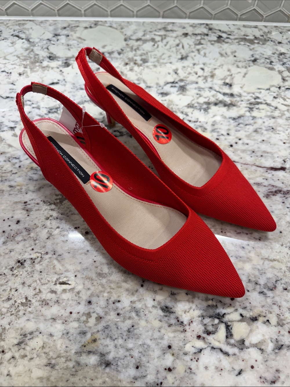 French Connection Red Pointed Slingback Pumps -  NWT